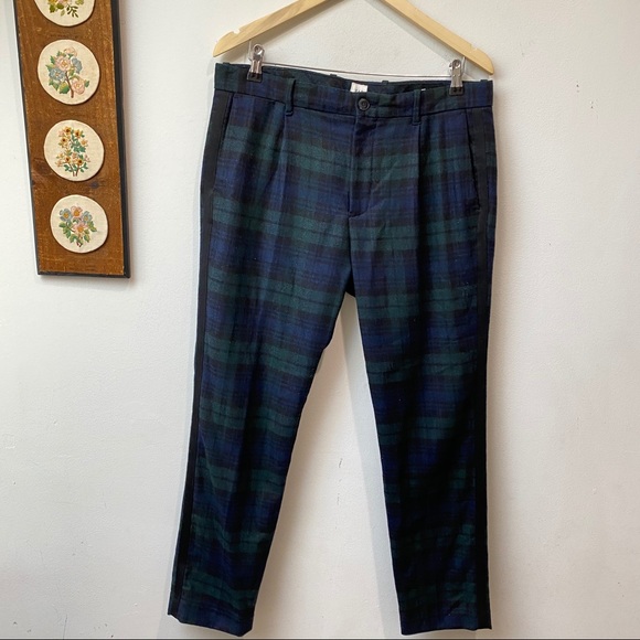 Other - Plaid Wool Slim Fit Trousers